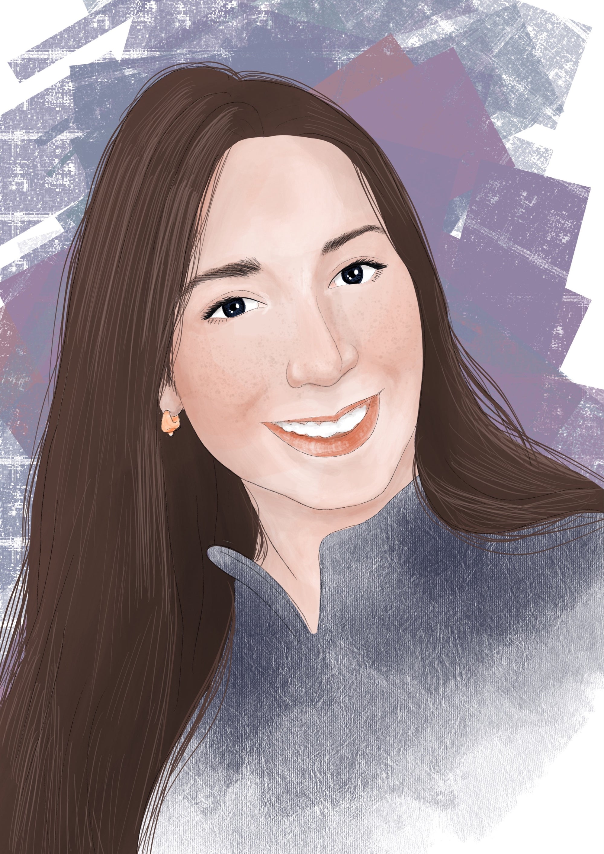 Watercolour portrait of head administrator Andreina