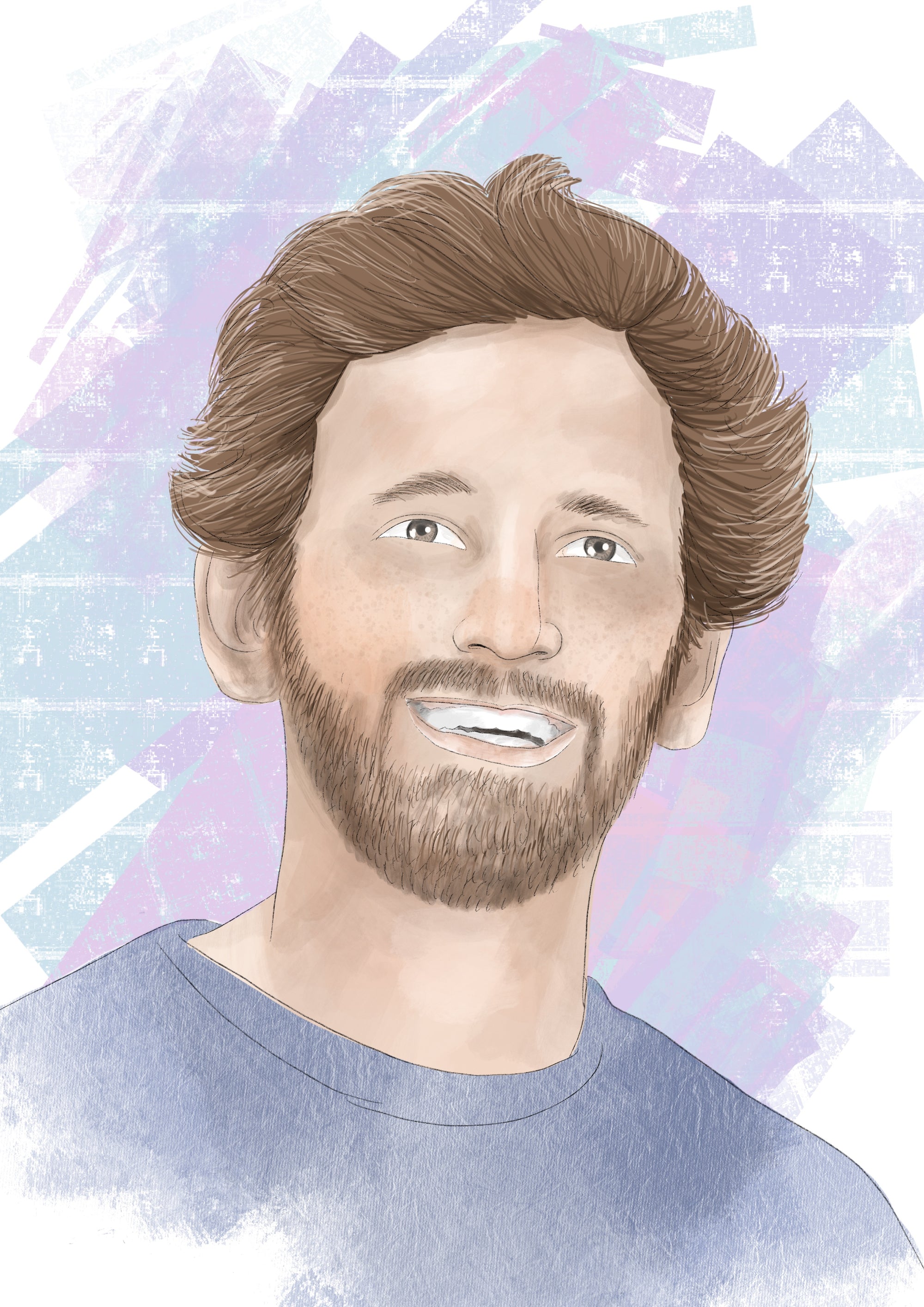 Watercolour portrait of winemaker Angus