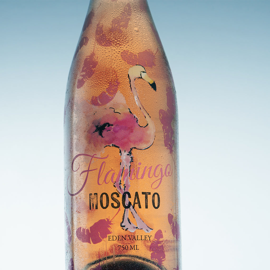 Close up bottle shot of Flamingo Moscato