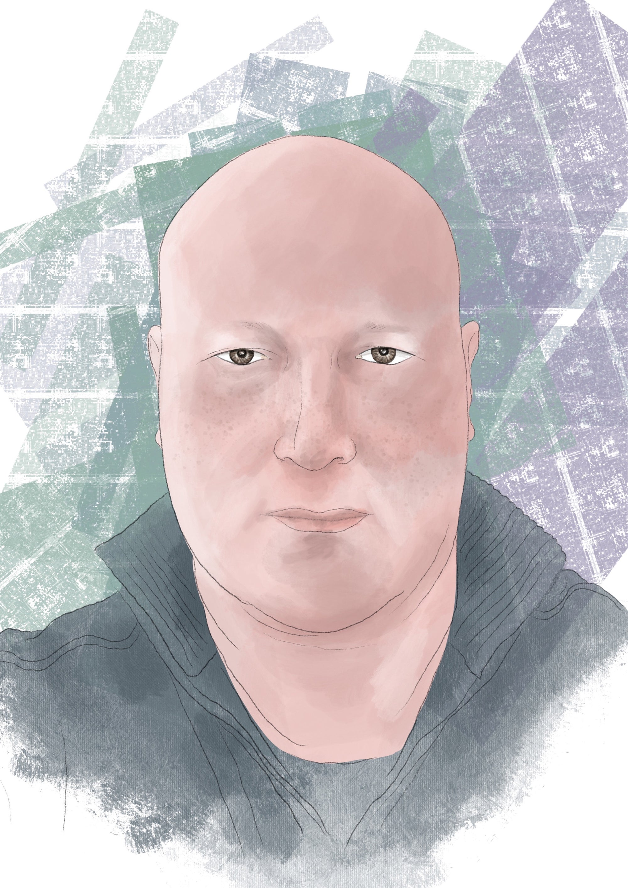 Watercolour portrait of sales manager Sam