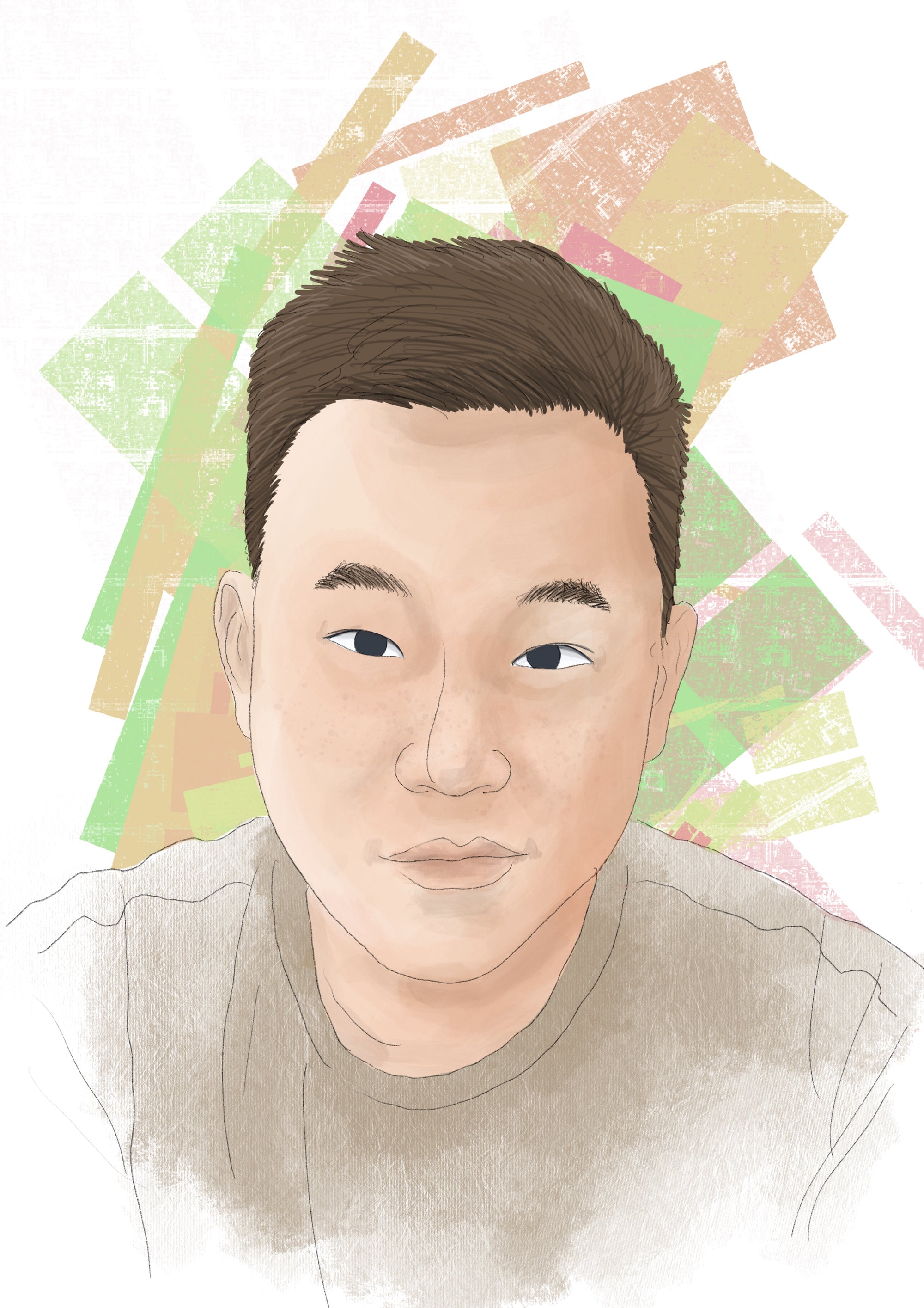 Watercolour portrait of general manager Tom